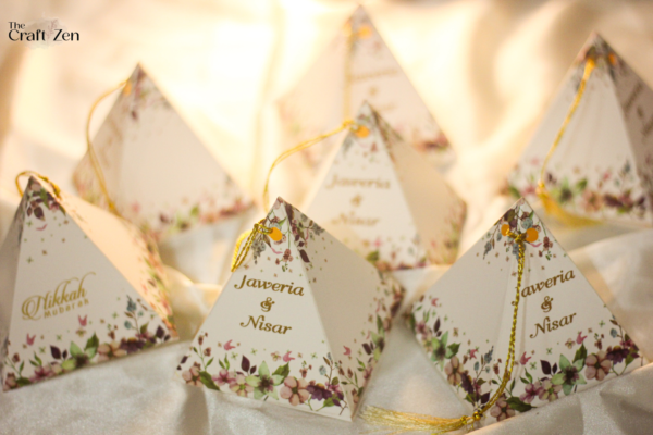 Floral Pyramid Favor Boxes