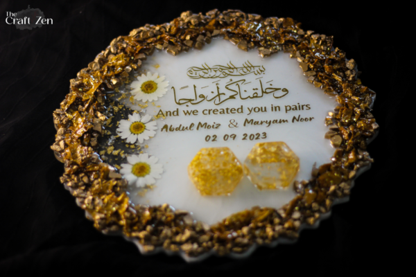 Pressed Flowers and Gilded Edge Resin Tray / Plaque