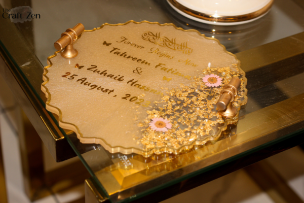 Floral Gold Harmony Resin Tray / Plaque