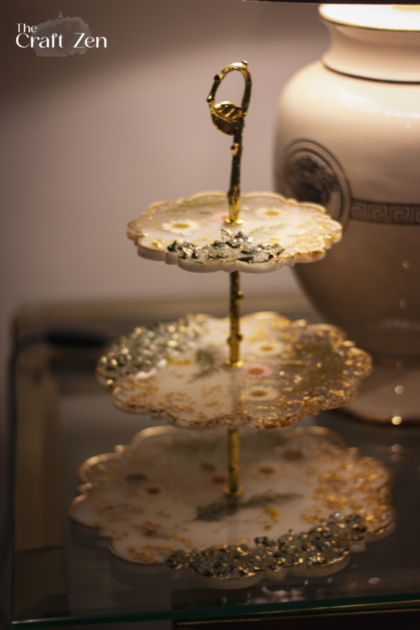 Three Tier Floral Cascade Dessert Resin Tray